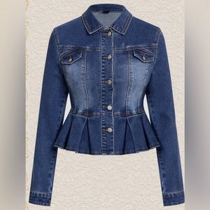 💥Women’s Denim Jacket With Ruffle Hem